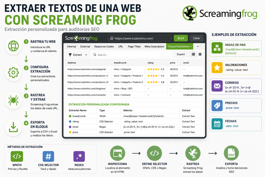 extraer texto con screaming frog