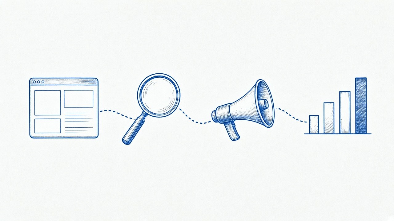 Desarrollo web y SEO en el mismo alcance, junto a anuncios y analítica.