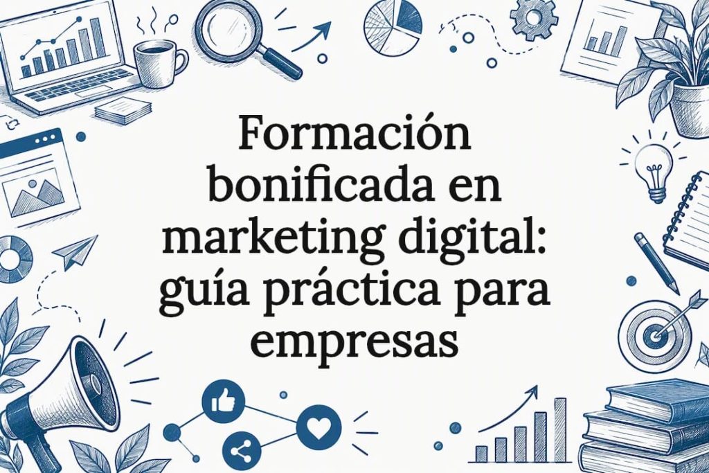 Tarjeta ilustrada sobre cursos de marketing digital