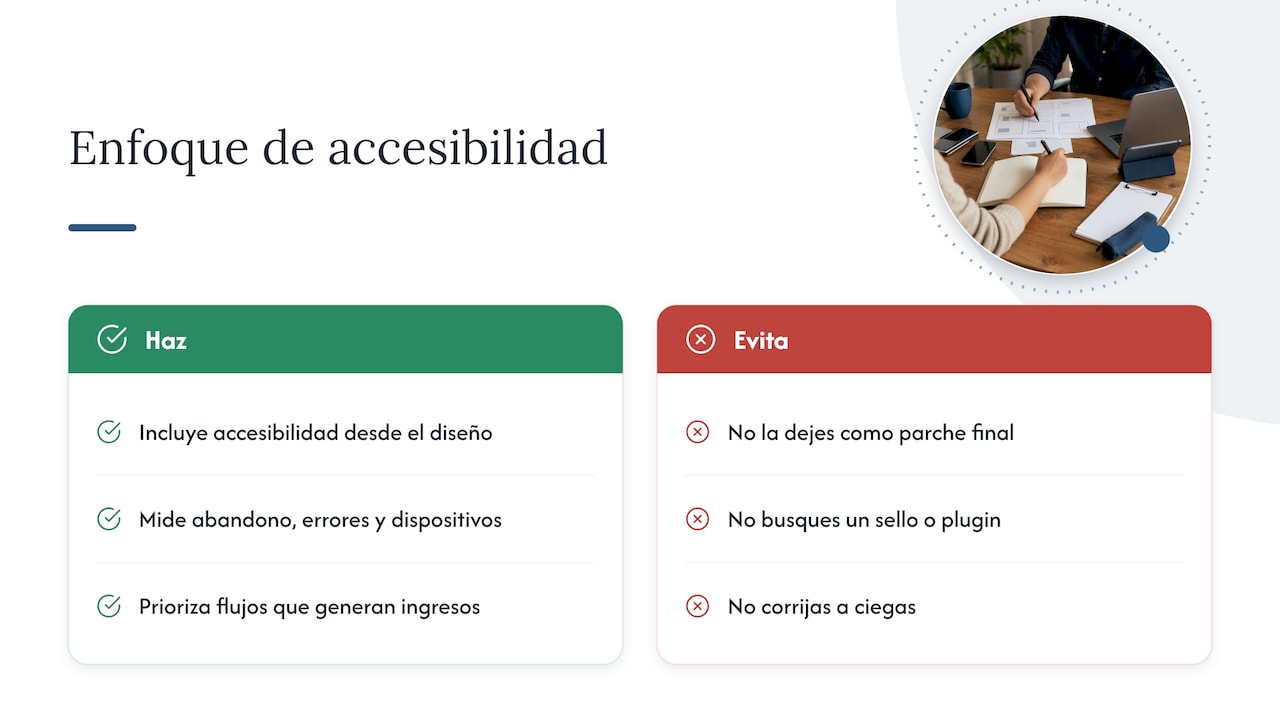 Nuestra perspectiva: la accesibilidad también se mide — overview diagram