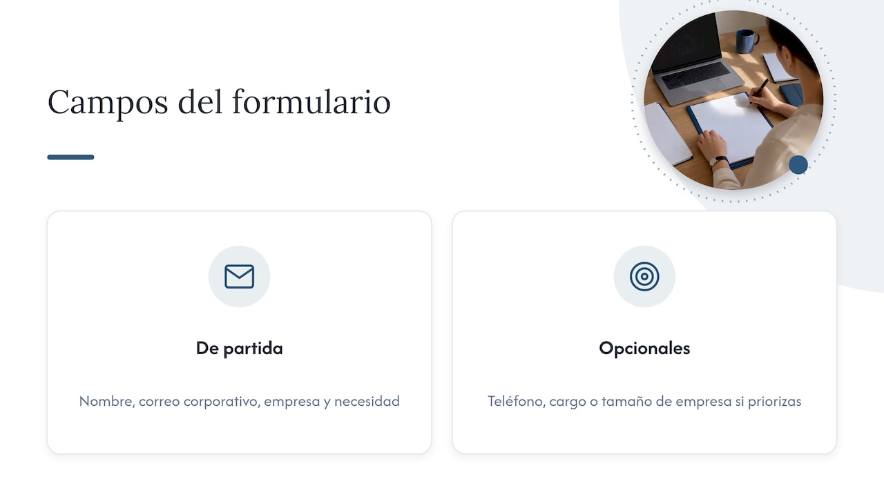 Campos básicos y opcionales del formulario