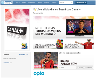 Tuenti y Canal+ juntos en el Mundial de fútbol